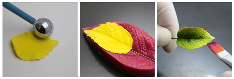 ที่พิมพ์ลายฟองดองท์ พิมพ์กดคุกกี้ rose leaf 3 ชิ้น