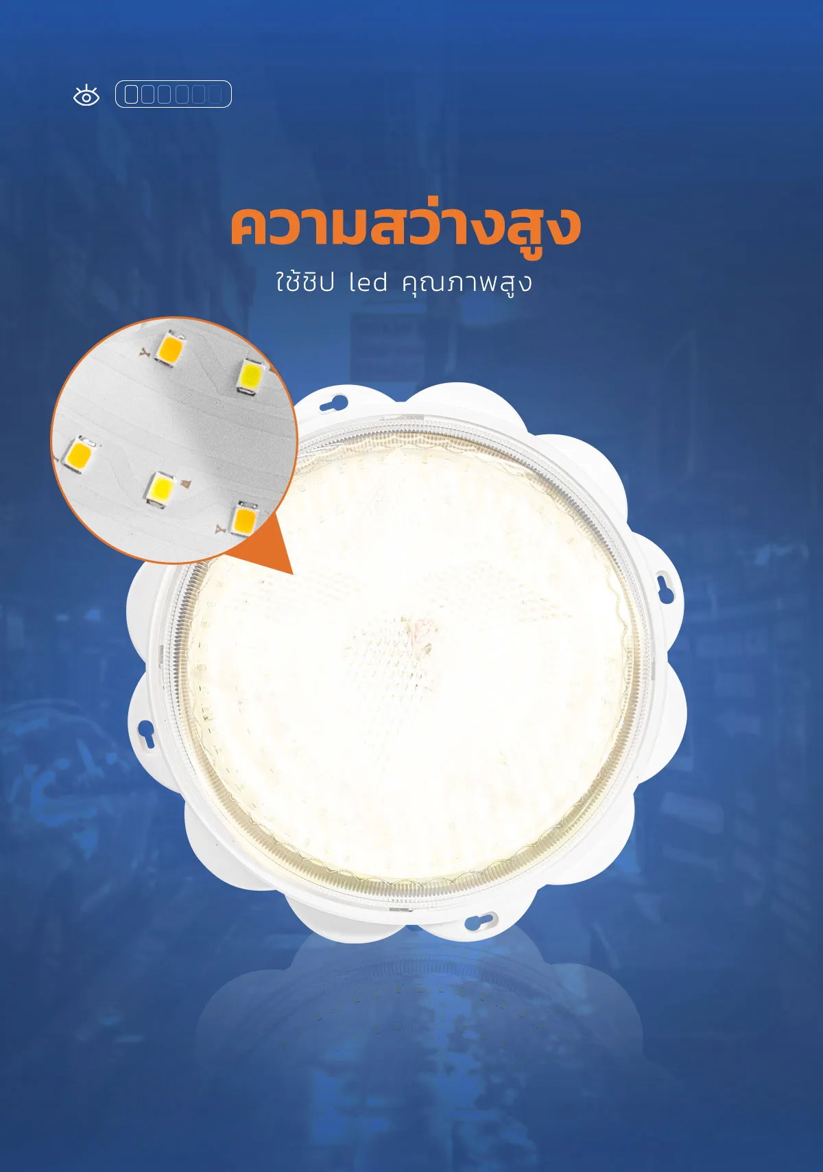 โคมไฟโซล่าเซลล์ ติดเพดาน รุ่น SCL06 (เปิดได้ 3 แสง)