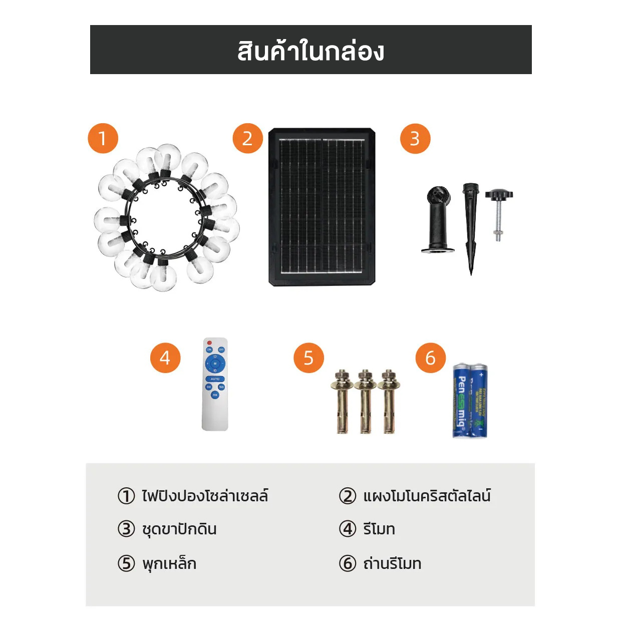 ไฟกระพริบโซล่าเซลล์ สาย 12 เมตร 30 หลอด รุ่น MD-SLB89-12M30B (เเสง : เหลืองวอมไวท์)