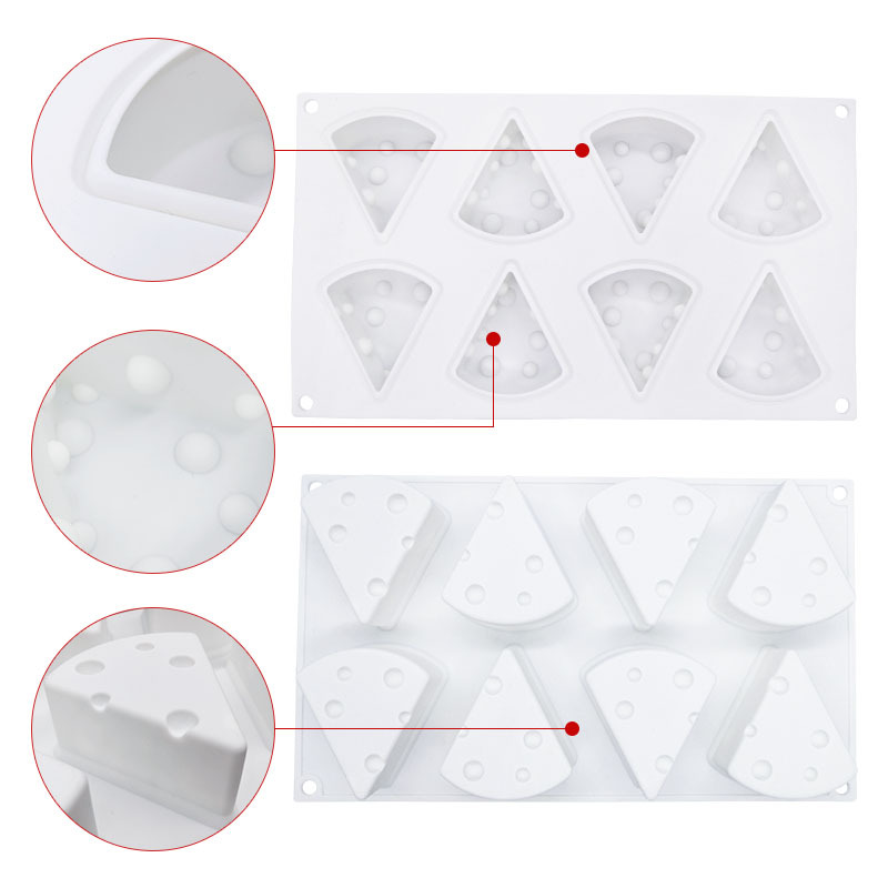 โมล(Mold) แม่พิมพ์ซิลิโคน ทำวุ้น ขนม สบู่ งานdiy รูปชีสเค้ก เนยแข็ง 8 ช่อง (เล็ก-หนา) (80 กรัม)