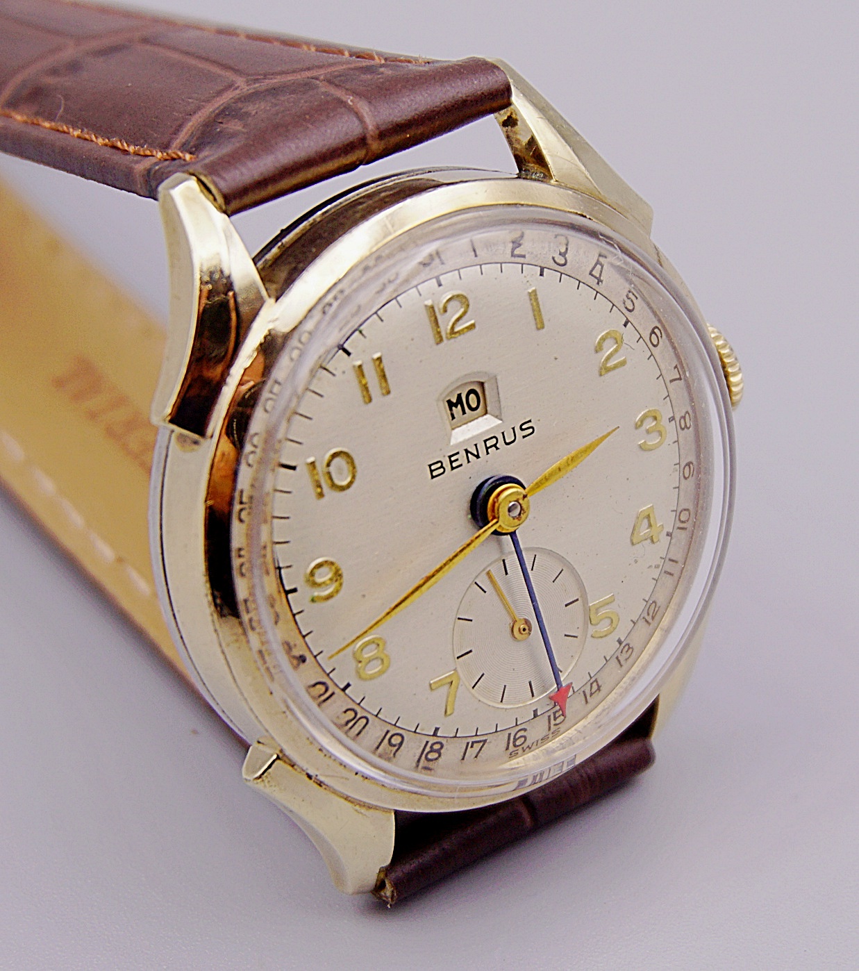 นาฬิกาเก่า BENRUS POINTER DATE ไขลาน