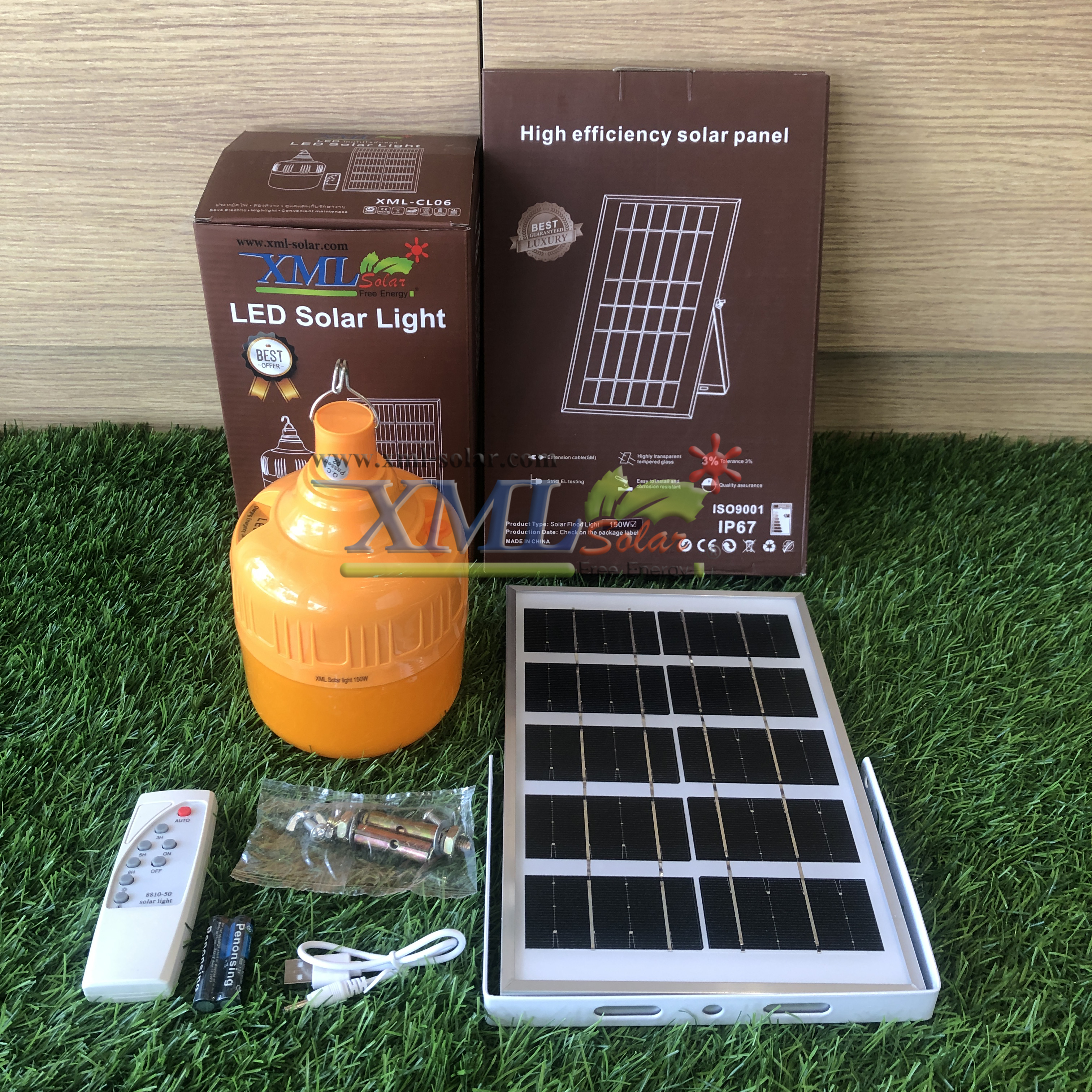 ไฟตุ้มโซล่าเซลล์ชนิดไล่ยุง รุ่น 150w (แสงสีส้ม)(แผงใหญ่)