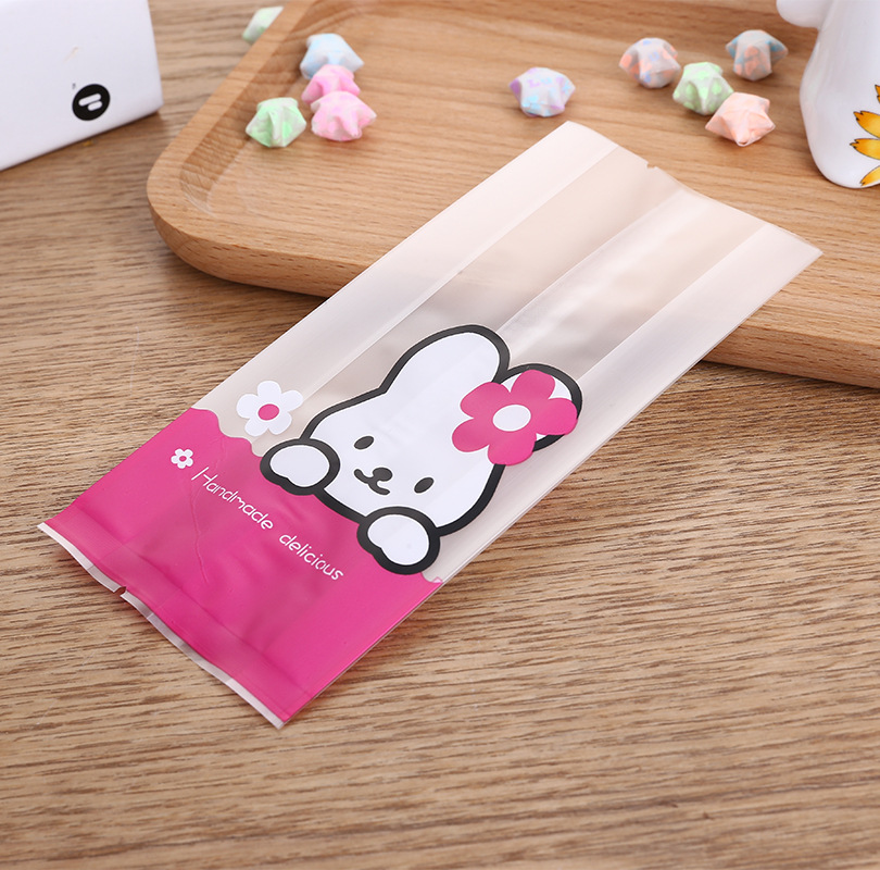 ถุงคุกกี้ ถุงเบเกอรี่ แบบจีบข้าง รูปกระต่าย 50 ใบ/ห่อ (Size : 7*15+3 cm.)
