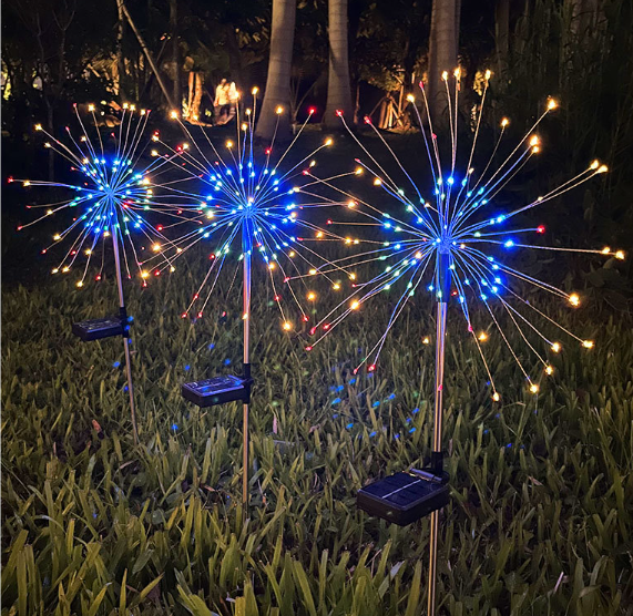 ไฟปักสนามโซล่าเซลล์ ทรงพลุ 120 LED (1 แถม 1)