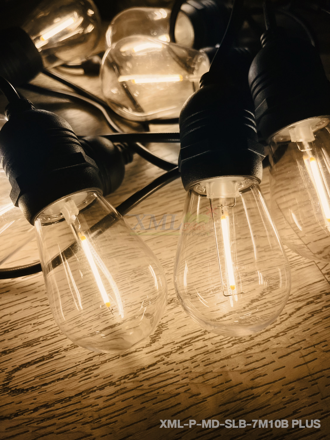 ไฟกระพริบโซล่าเซลล์ หลอดไส้ทรงรี 7/10/20 หลอด รุ่น MD-SLB (เเสง : เหลืองวอมไวท์)