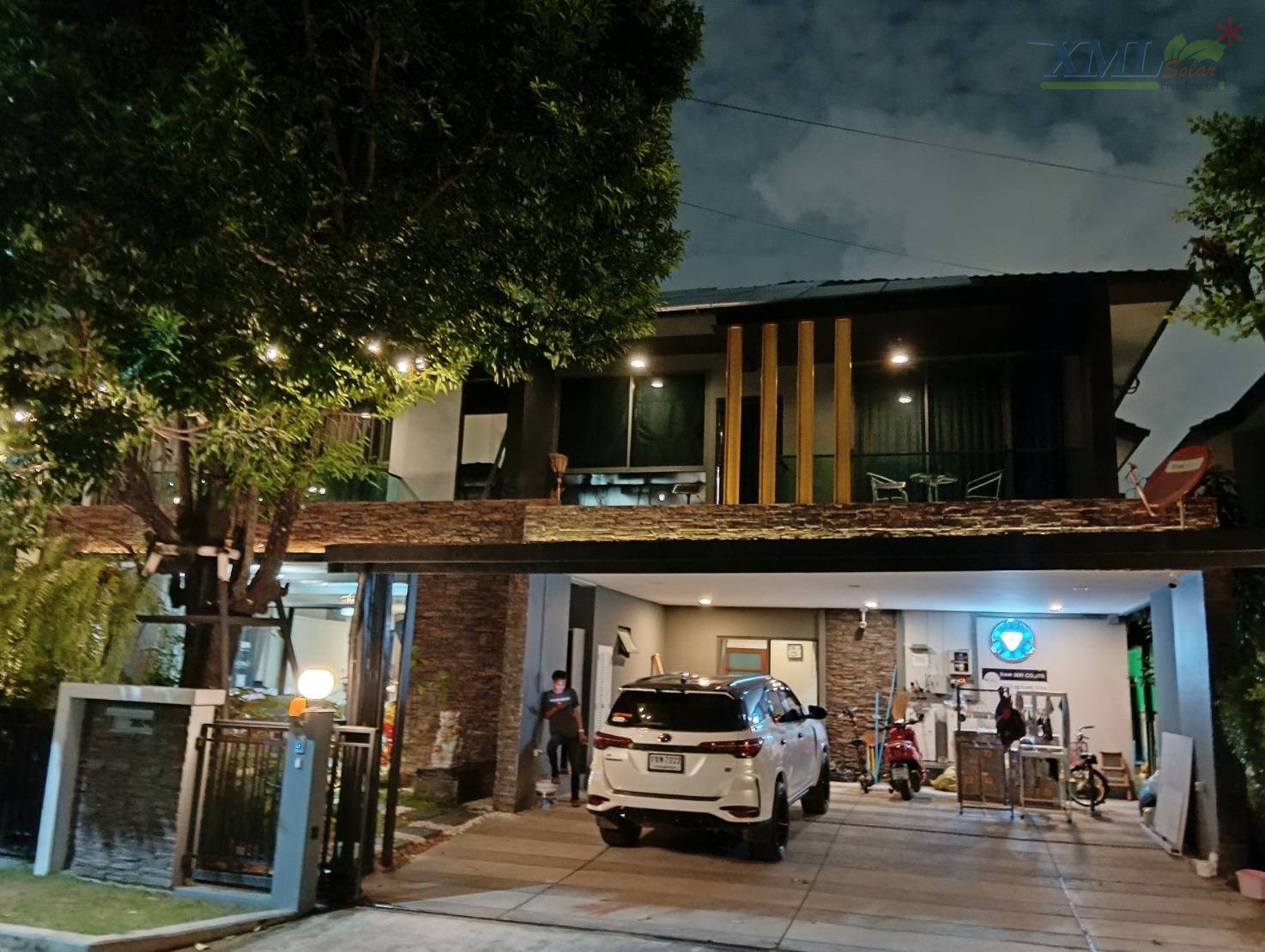 โคมไฟโซล่าเซลล์ ทรง Highbay รุ่น100W/200W/300W/400W. แบรนด์ Modi * XML-Solar (เปิดได้ 3 แสง)