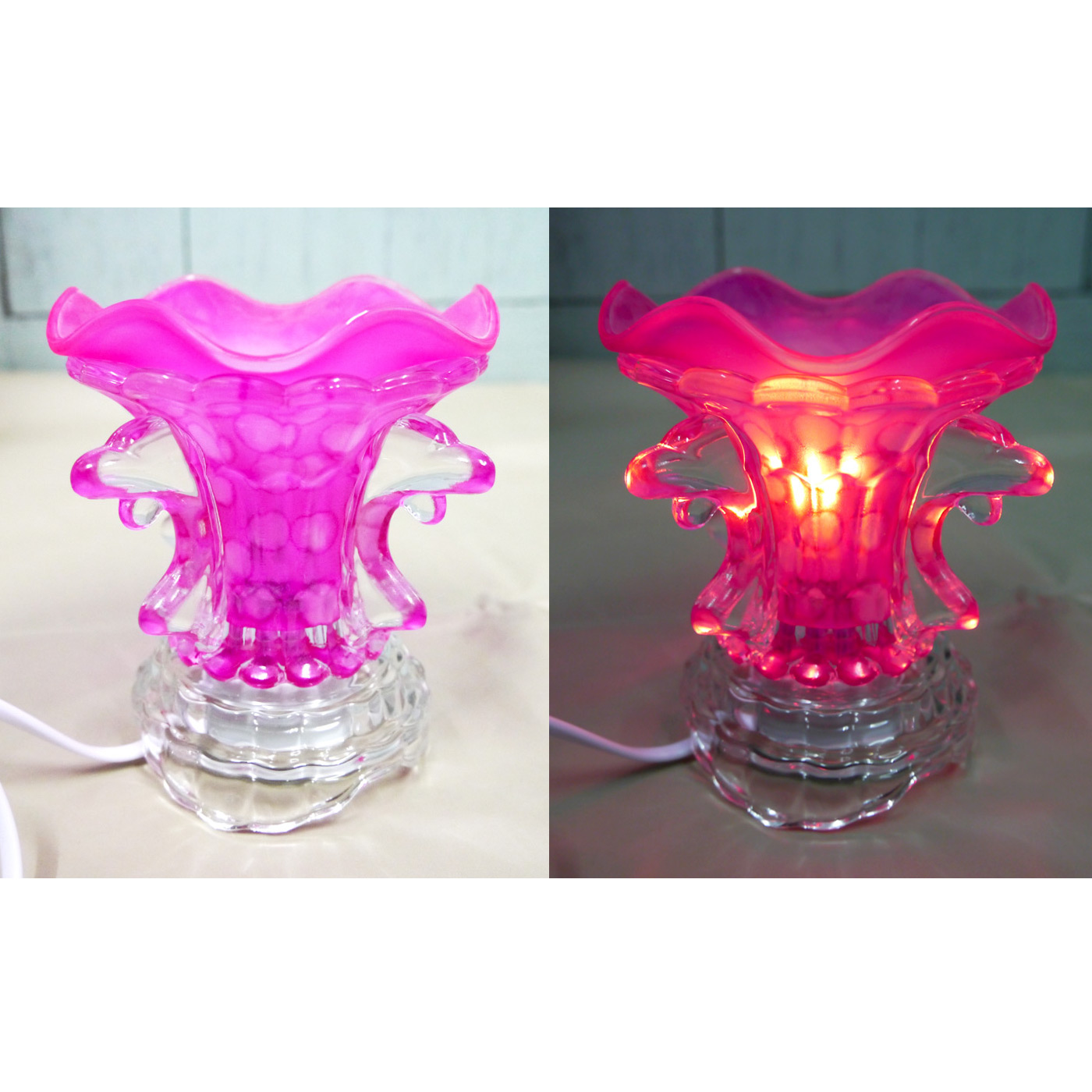 โคมไฟอโรมาแก้วลายโลมา สีชมพู