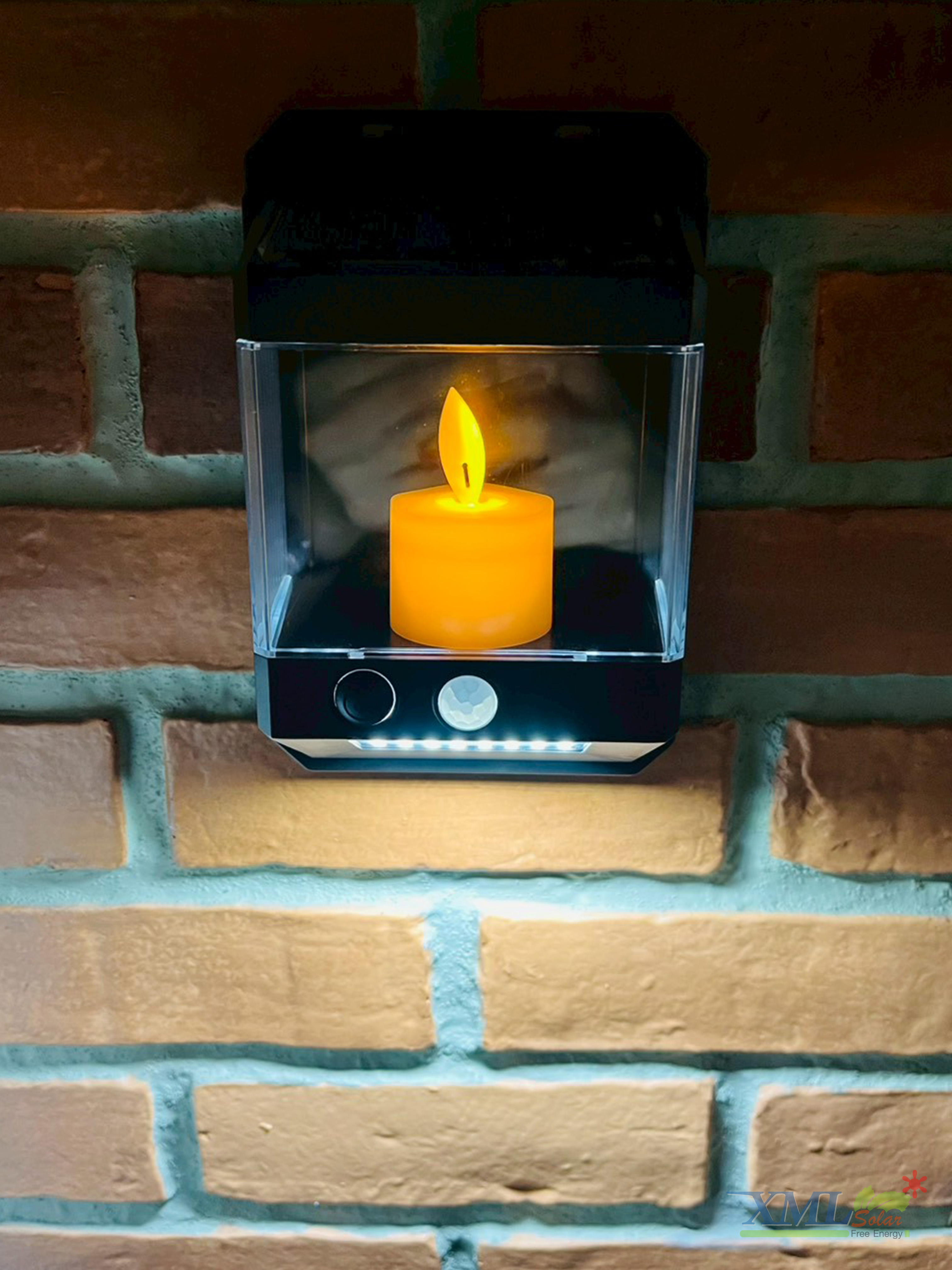 โคมไฟติดผนังเชิงเทียนโซล่าเซลล์ ระบบเซนเซอร์ กันน้ำIP65 เปิดปิดอัตโนมัติ (แสง : เหลือง+แสงขาว)