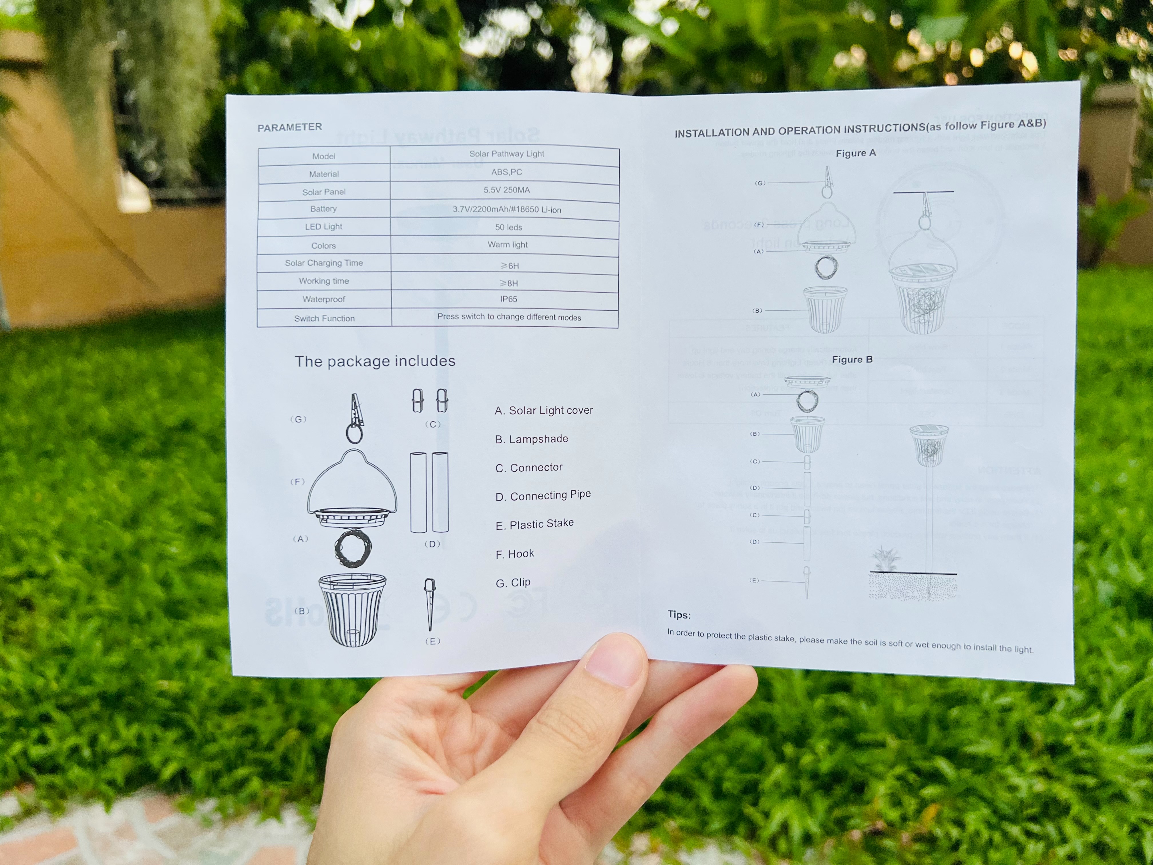 ไฟปักสนามโซล่าเซลล์ รุ่น เม็ดChip 50 LED (เปิดได้ 3 ฟังก์ชั่น) (แสง : เเหลืองวอมไวท์)