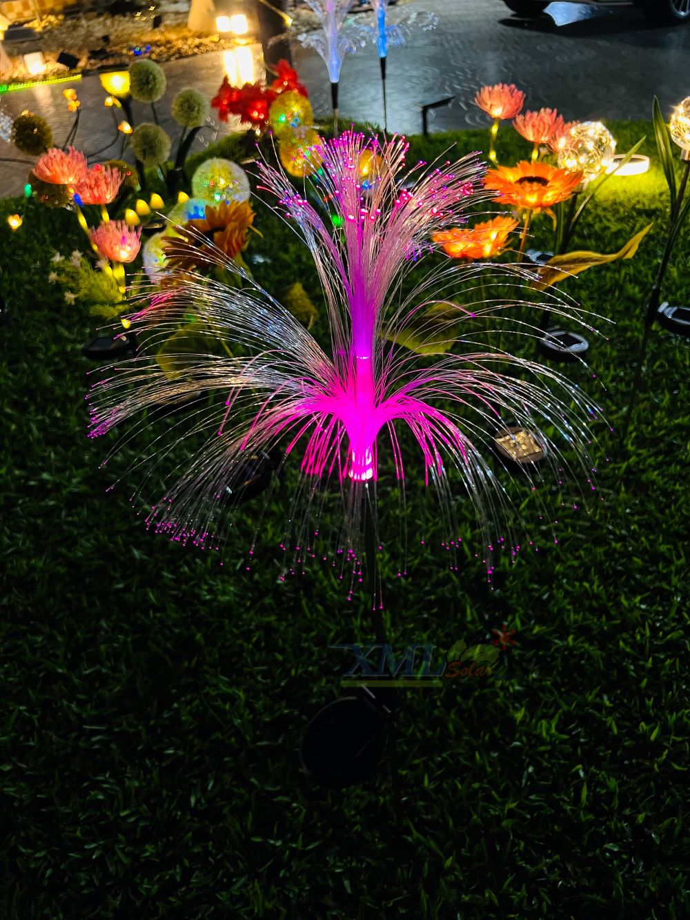 ไฟปักสนามโซล่าเซลล์ ทรงแมงกะพรุน (แสง : หลากสี)(1 แถม 1)