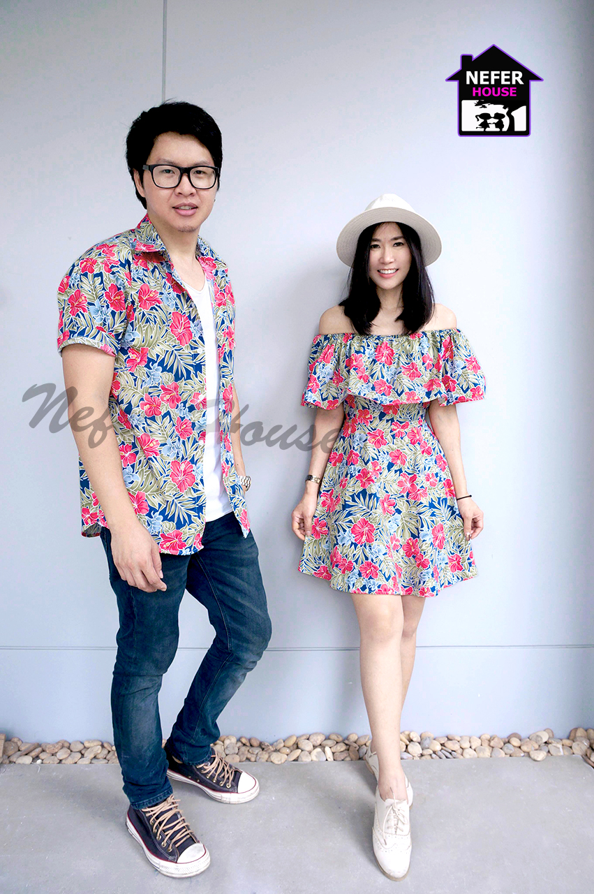 เสื้อคู่แต่งตัวไปทะเล เสื้อลายดอกไปทะเล