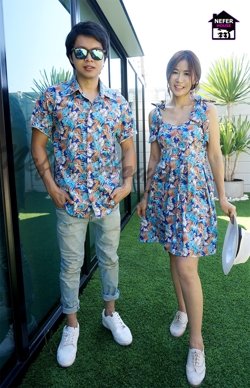 เสื้อคู่รักลายดอกไปทะเล