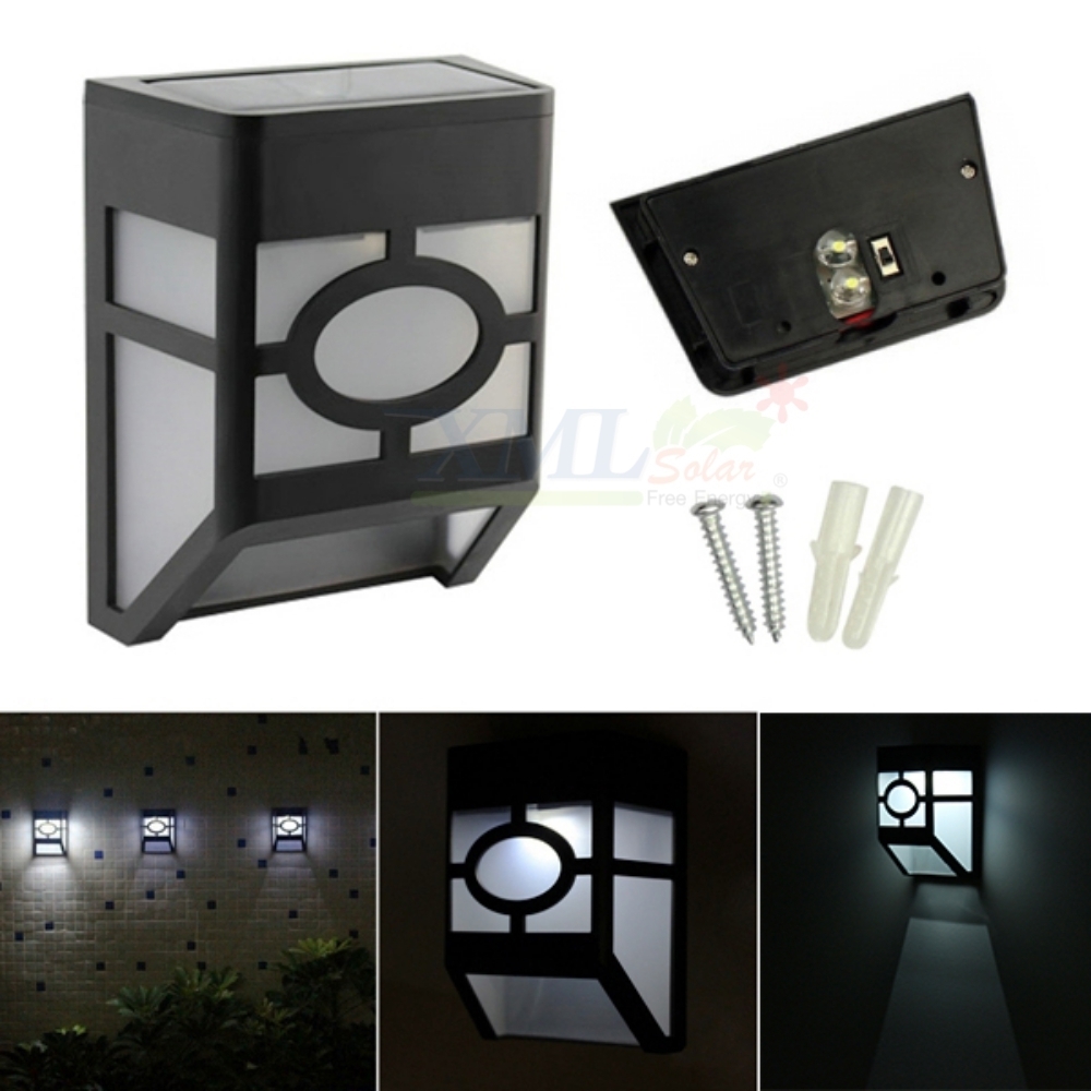 โคมไฟโซล่าเซลล์ ติดผนัง 2 LED ทรง ญี่ปุ่น (เเสง : ขาว)