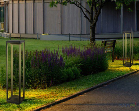 โคมไฟตั้งพื้นโซล่าเซลล์ สไตล์โมเดิร์น (อะลูมิเนียม) 60 CM (แสง:เหลืองวอมไวท์)