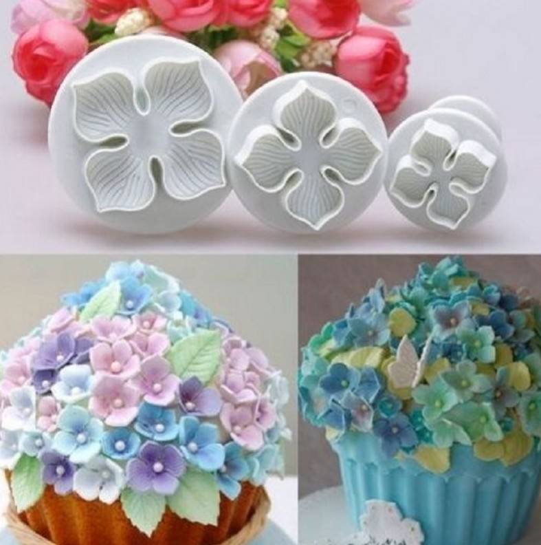 ที่พิมพ์ลายฟองดองท์ พิมพ์กดคุกกี้ Hydrangea 3 ชิ้น/แพ็ค