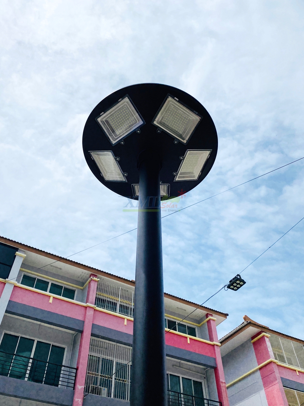 เสาเหล็กชุบไฟสนาม อะลูมิเนียบชุบดำ สูง 3 เมตร