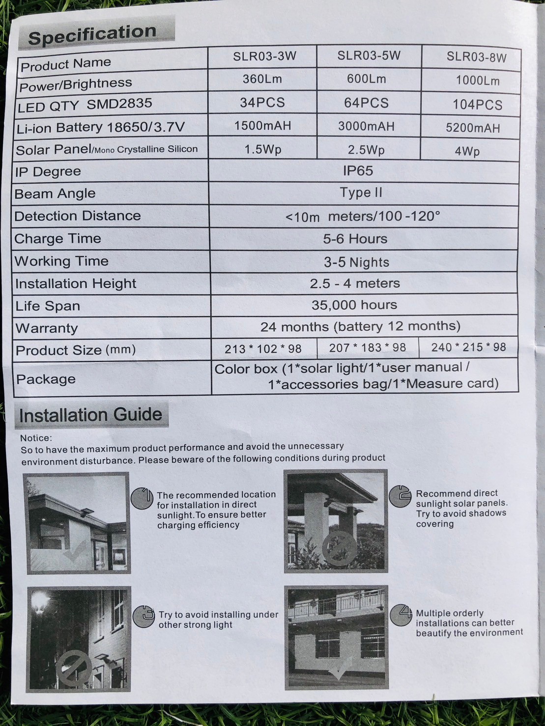 ไฟติดผนังโซล่าเซลล์ รุ่น ORCA-3W (แสง : เหลืองวอมไวท์)