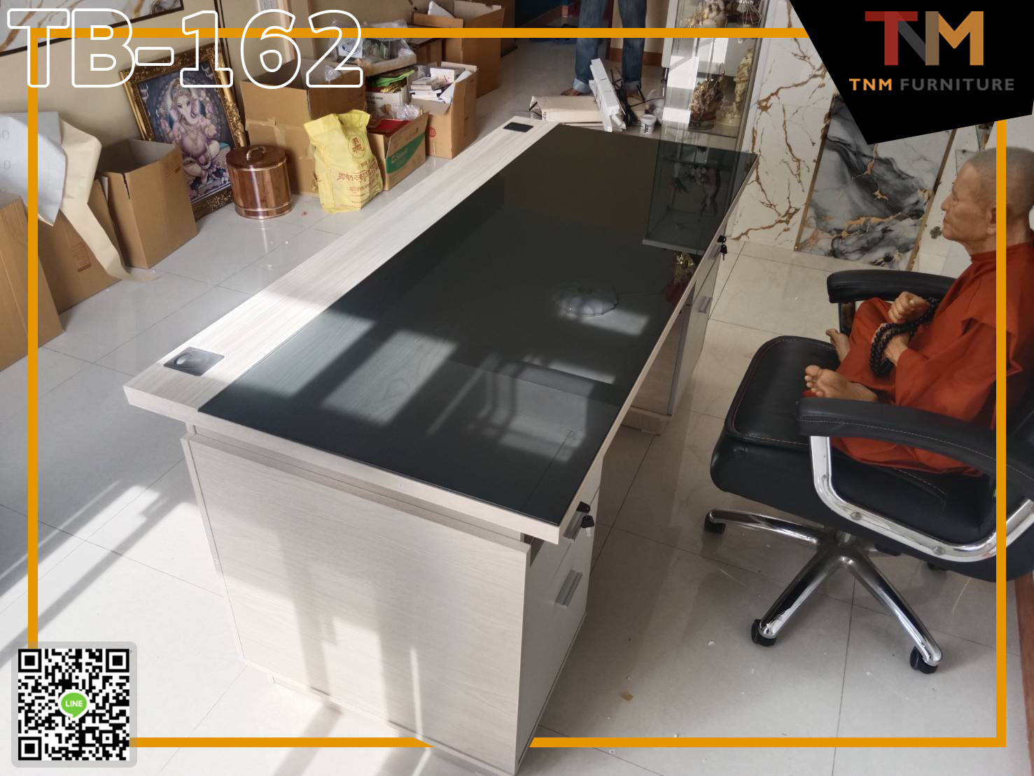 โต๊ะทำงานหน้ากระจก 160cm. (TB-162)