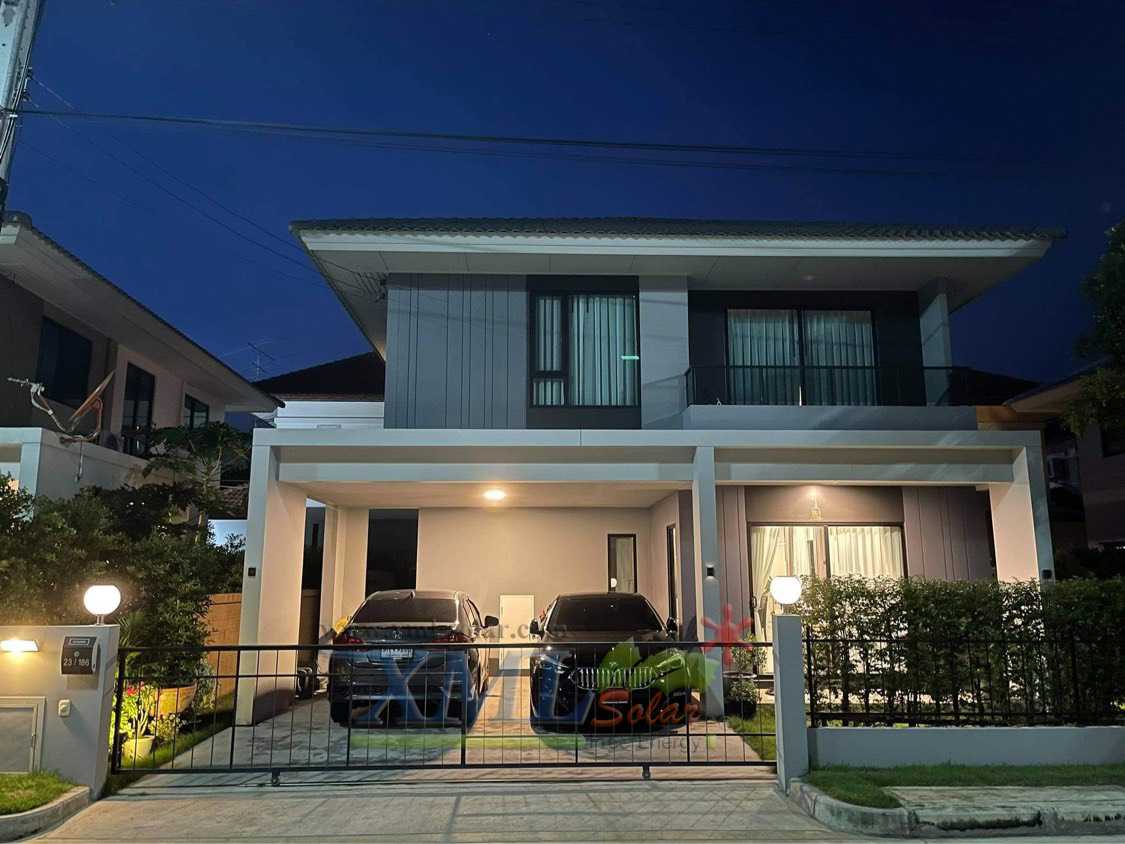 โคมไฟหัวเสาโซล่าเซลล์ ทรงกลมฐานสเเตนเลส (25 ซม.) + Remote (เปิดได้ 3 แสง)+AC