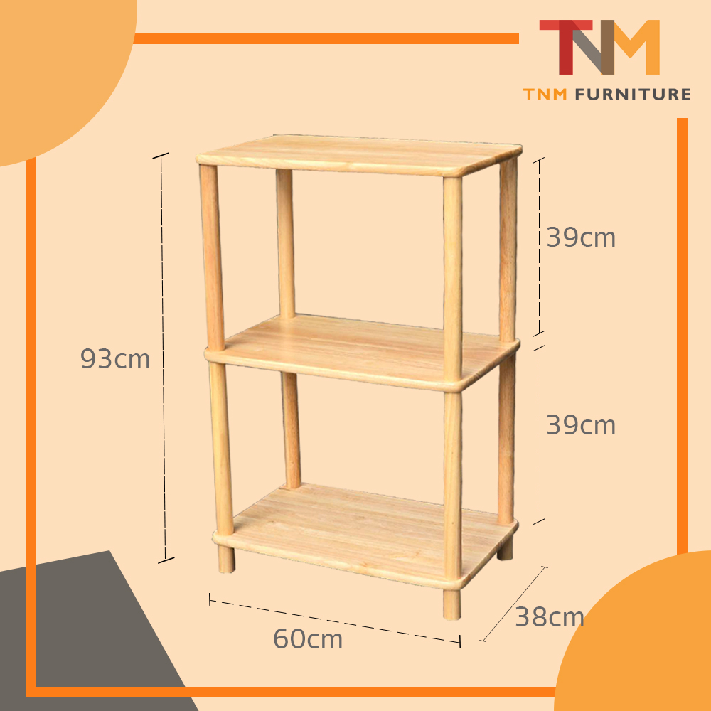ชั้นเอนกประสงค์ 3ชั้น ไม้ยางพารา