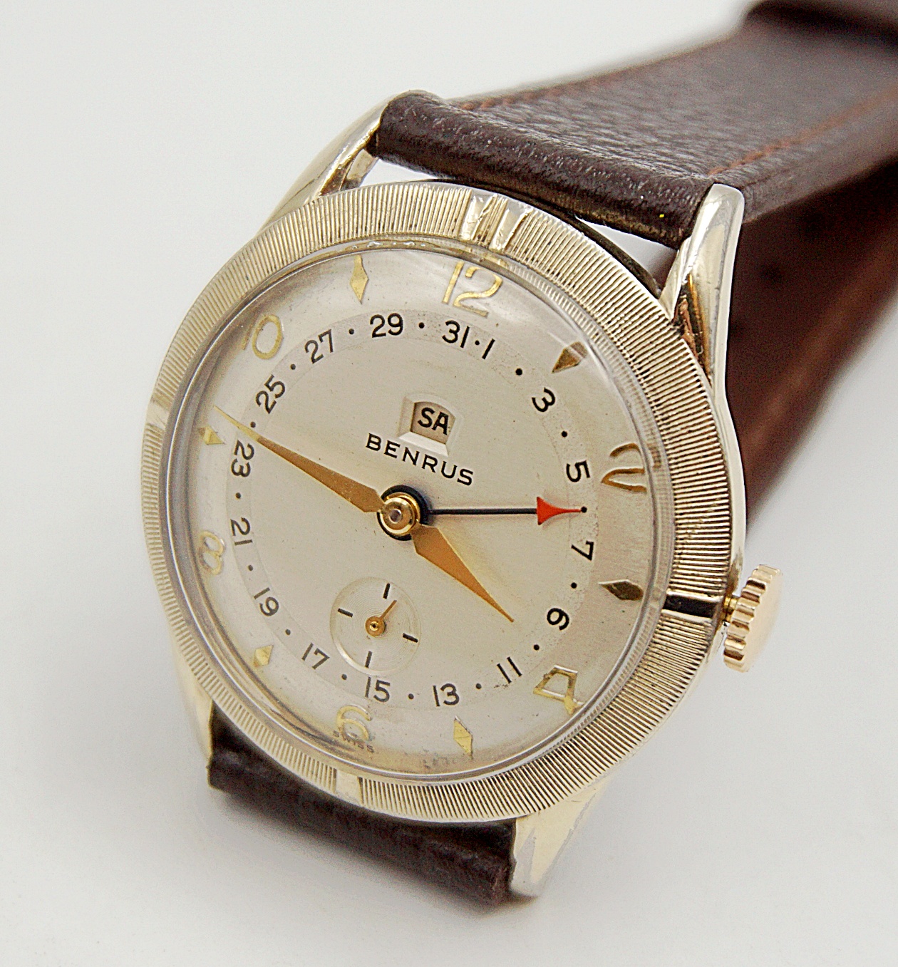 นาฬิกาเก่า BENRUS POINTER DATE ไขลาน