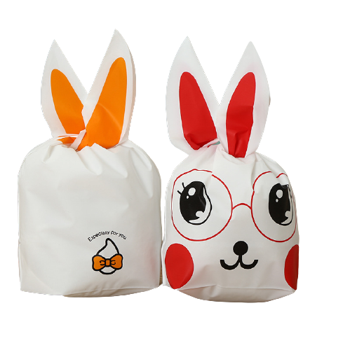 ถุงหูกระต่าย ถุงเบเกอรี่ ถุงหูกระต่ายสีส้ม 50 ใบ/ห่อ (Size : 13.5*22+6 cm.)
