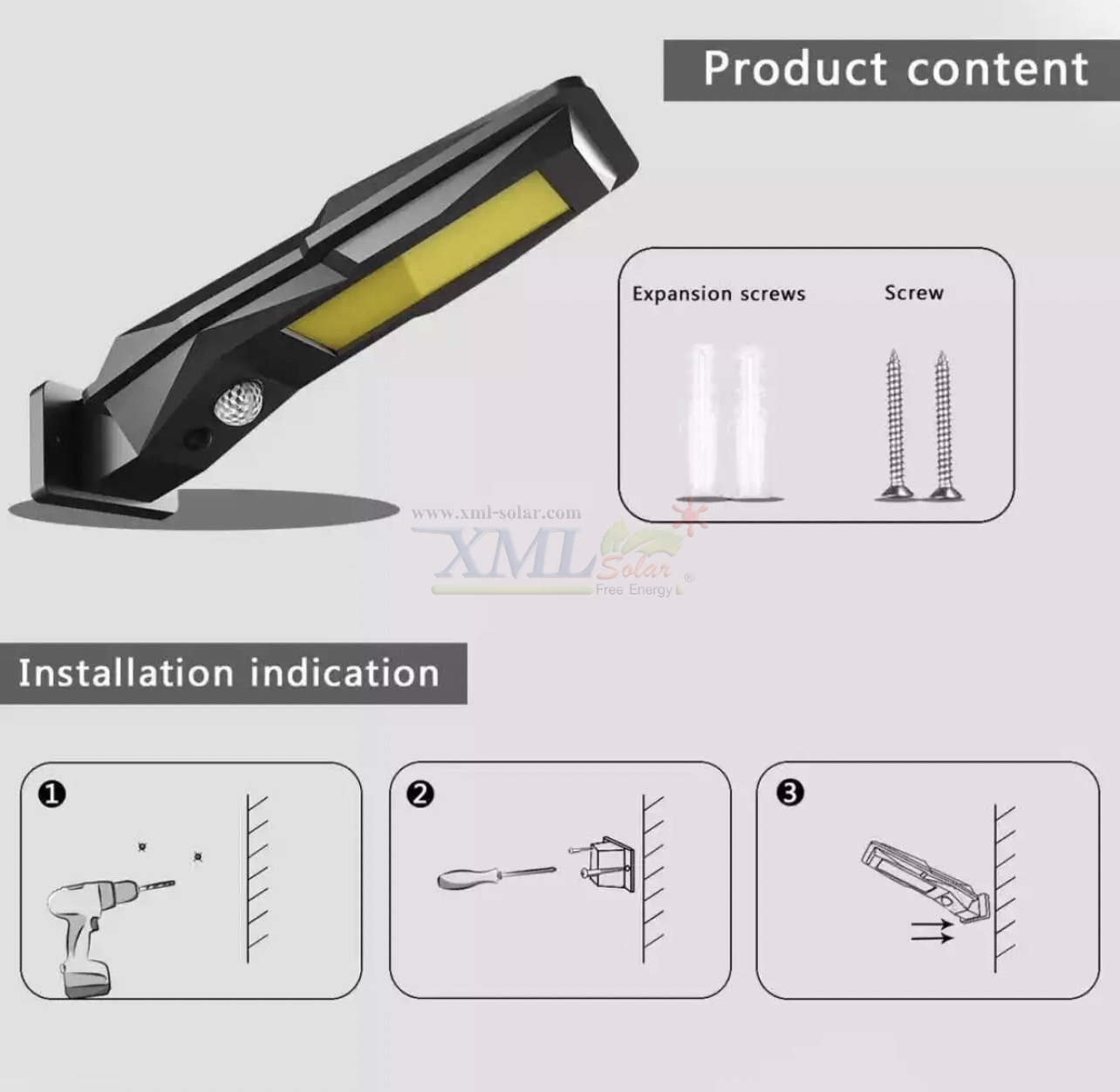 โคมไฟโซล่าเซลล์ รุ่น COB Led + Motion Sensor (ไม่มีคนผ่านไฟดับ)(แสง : ขาว)