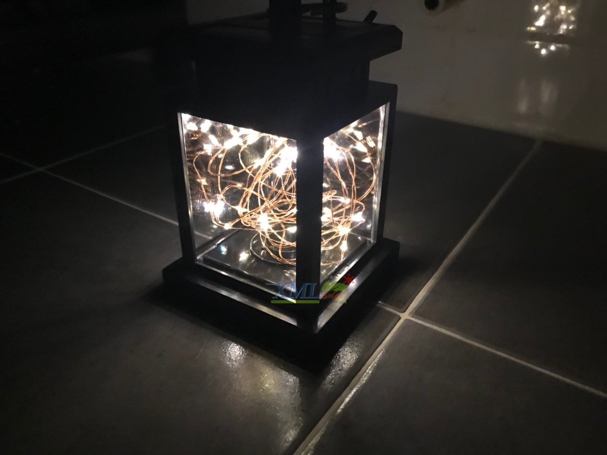 ไฟห้อยโซล่าเซลล์ ทรงสี่เหลียม สีดำ 30 SMD LED (แสง:เหลืองวอมไวท์)