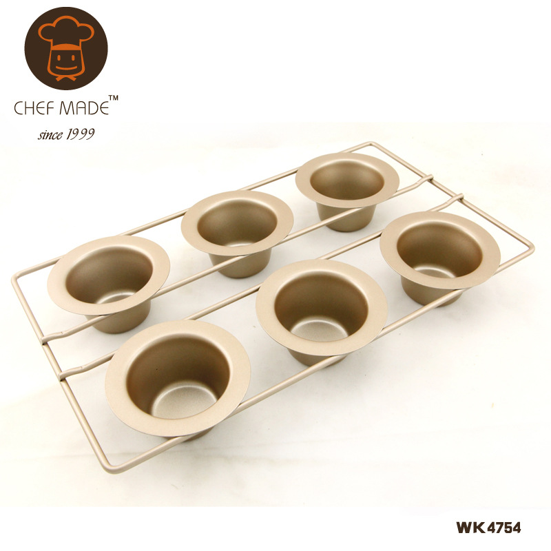 Chef Made แม่พิมพ์เค้ก ถ้วยมัฟฟิน เทฟล่อน 6 ช่อง (nonstick) (WK4754)