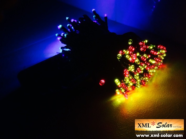 ไฟกระพริบโซล่าเซลล์ 200 LED (8 ฟังก์ชั่น) (เเสง : ผสม4สี)