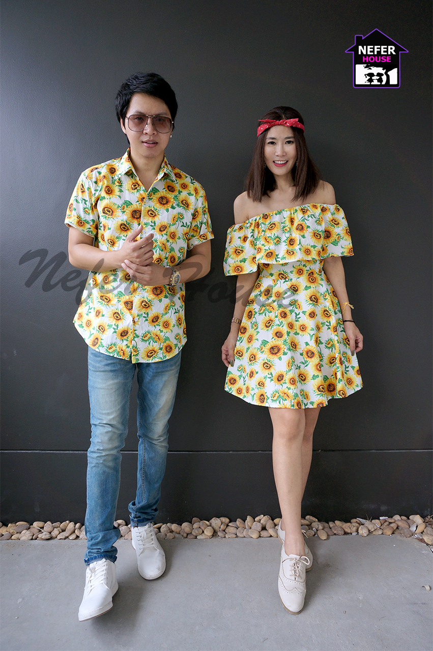 เสื้อคู่ลายดอก แต่งตัวไปทะเล