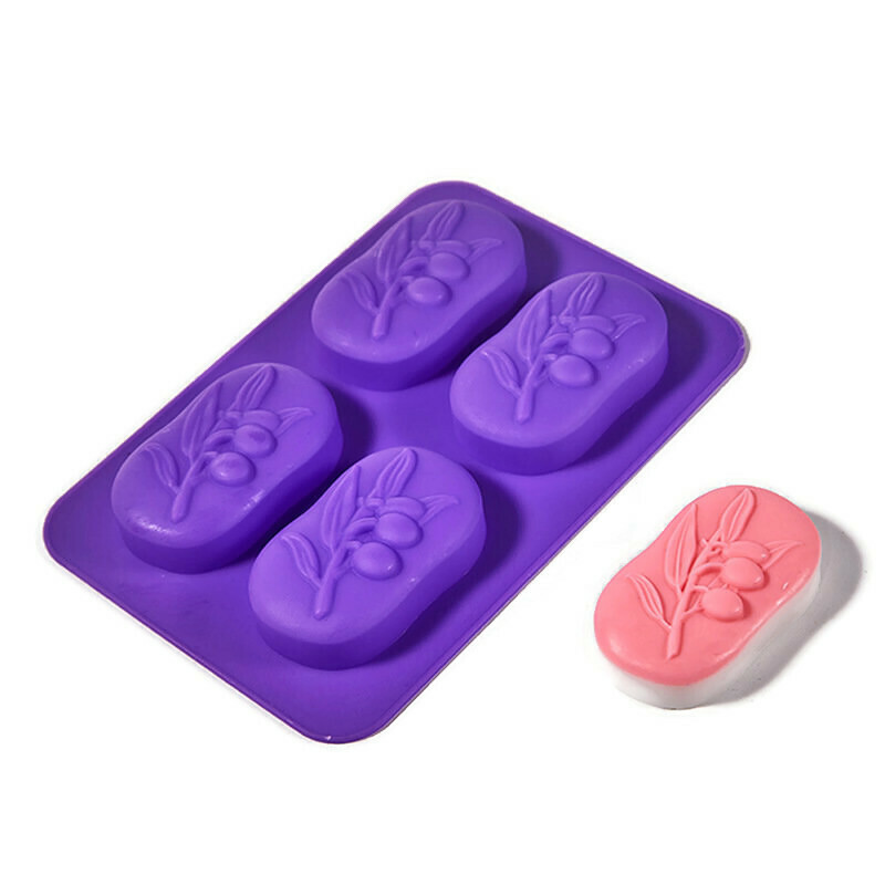 แม่พิมพ์ซิลิโคน พิมพ์สบู่ พิมพ์วุ้น พิมพ์ขนม รูปมะกอก 4 ช่อง (70 กรัม)