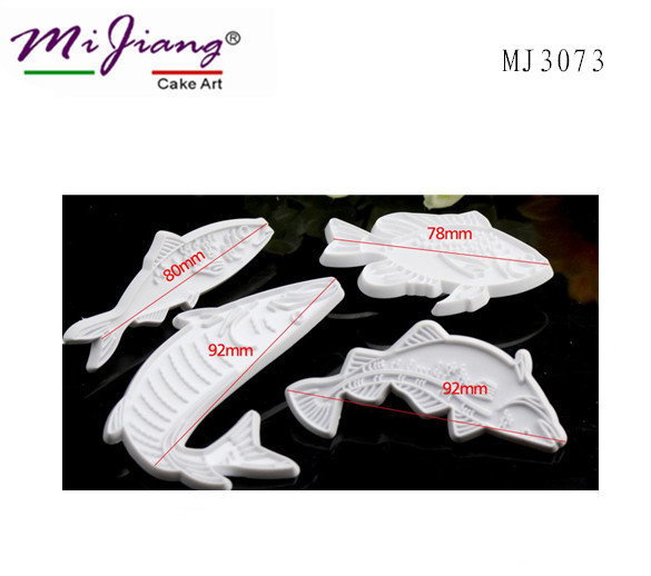 ที่พิมพ์ลายฟองดองท์ พิมพ์กดคุกกี้ รูปปลา 4 ชิ้น/แพ็ค
