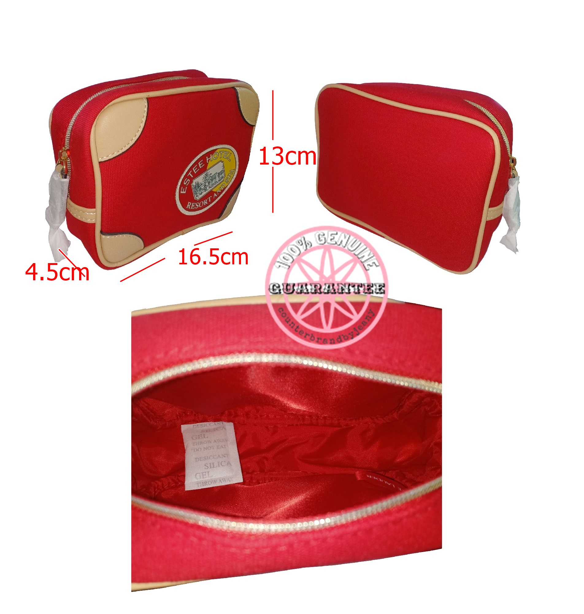 กระเป๋าเครื่องสำอาง สีแดง ESTEE LAUDER Estee Hotel Resort and Spa Red Pouch (พร้อมส่ง)