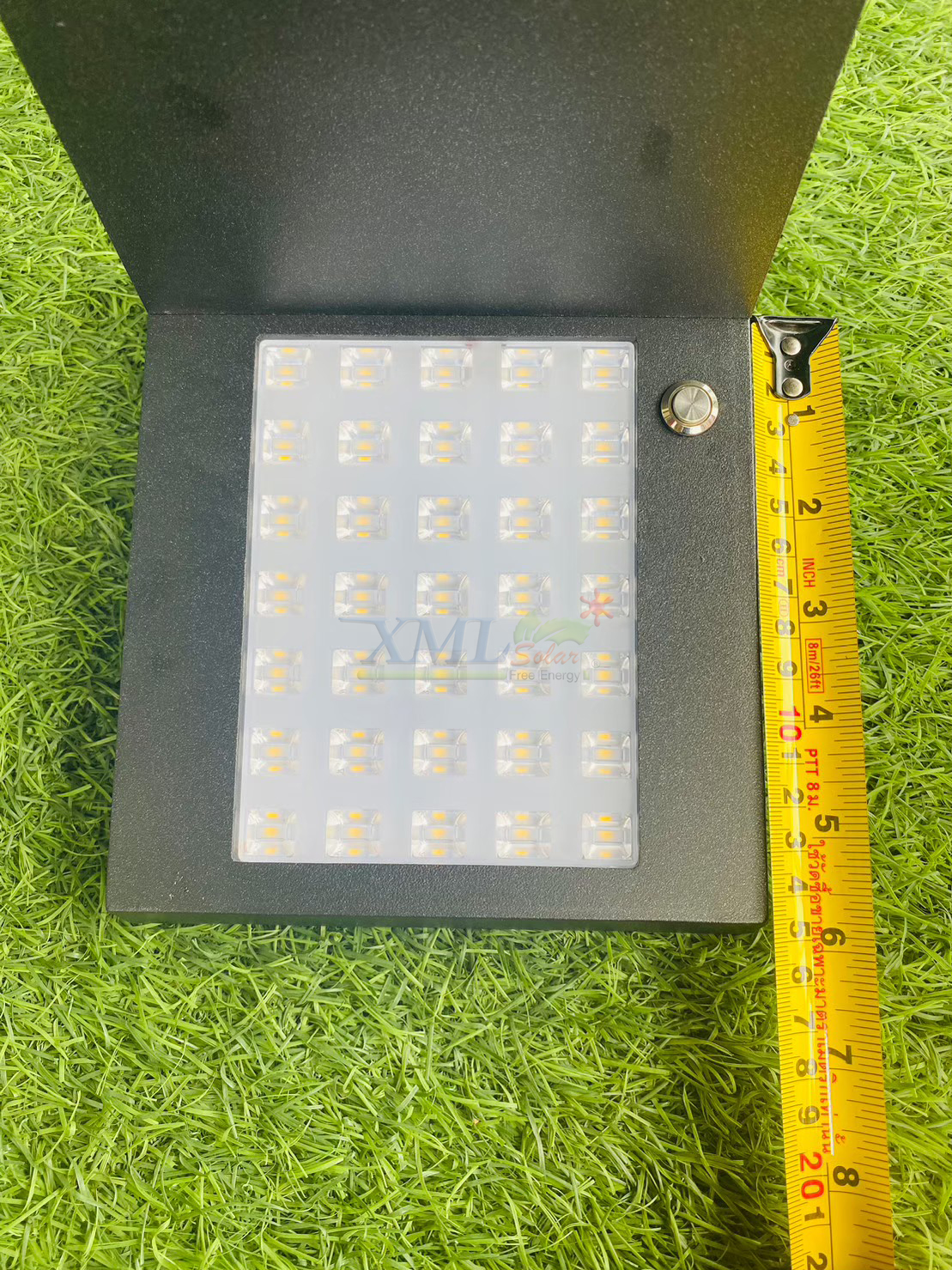 ไฟตั้งพื้นโซล่าเซลล์ ทรงงอ (แสง : เหลืองวอมไวท์)