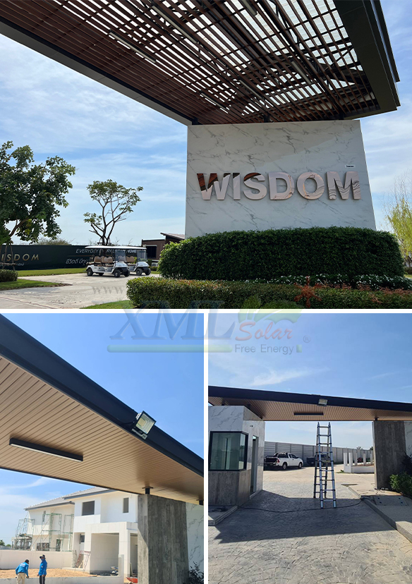 ไฟสปอตไลท์โซล่าเซลล์ 300 Watt กล่องสีน้ำตาล (เปิดได้ 3 แสง)