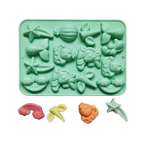 โมล(Mold) แม่พิมพ์ซิลิโคน ทำวุ้น ขนม สบู่ งานdiy รูปยูนิคอร์น 14 ช่อง (พิมพ์สีฟ้า)