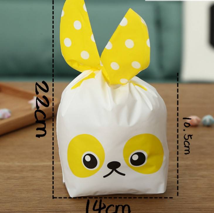 ถุงหูกระต่าย สีเหลือง 50 ใบ/ห่อ (Size : 13.5*22+6 cm.)