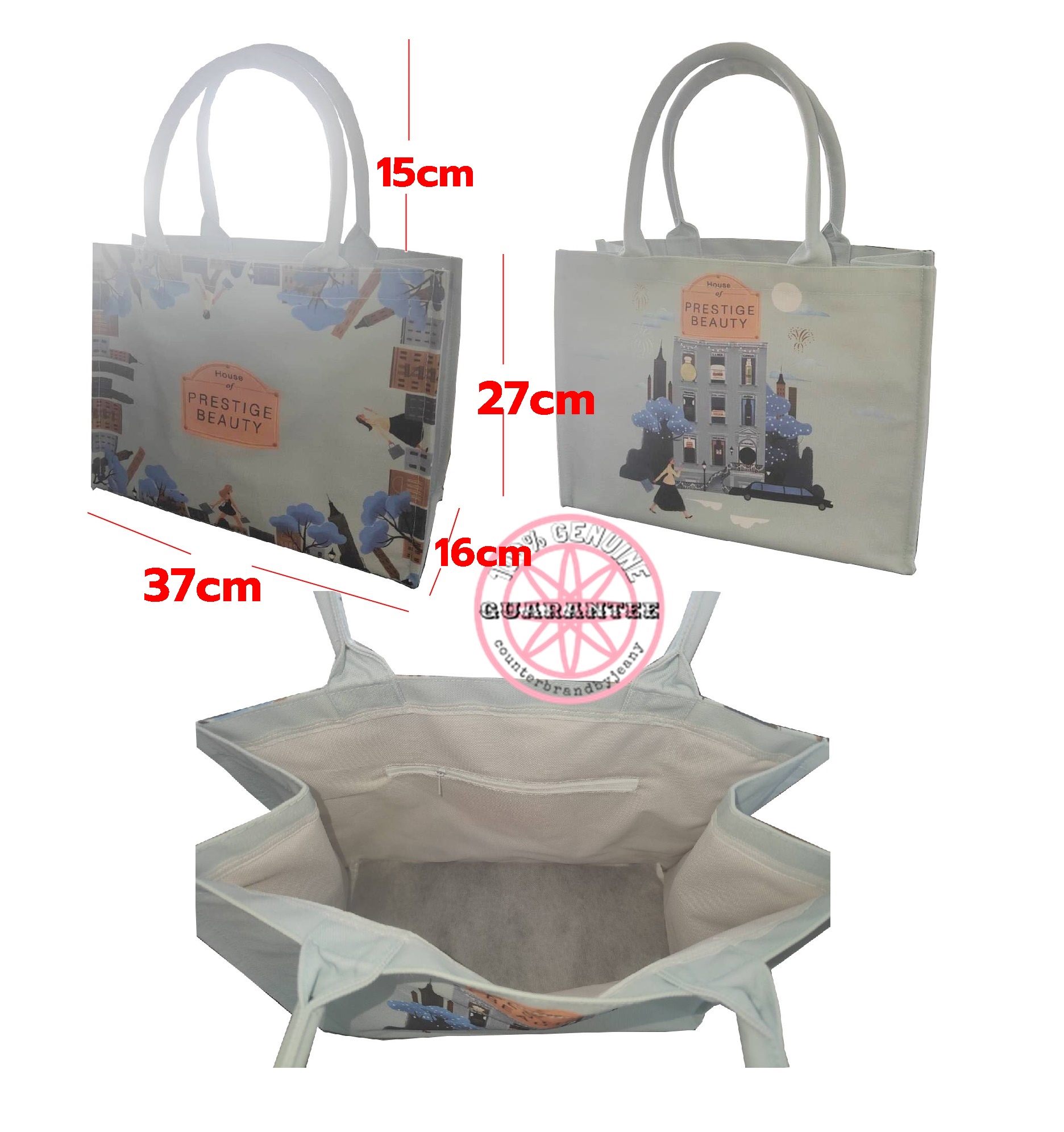 กระเป๋าโท๊ท ทรงแข็ง ELCA House of Prestige Beauty Baby Blue Tote Bag (พร้อมส่ง)
