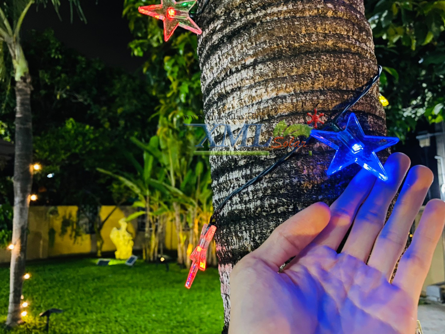 ไฟกระพริบโซล่าเซลล์ ทรงดาวแผ่นใส 30 ดวง (2 ฟังก์ชั่น) (เเสง : หลากสี)(NO QC : มีรอยขูดขีด)
