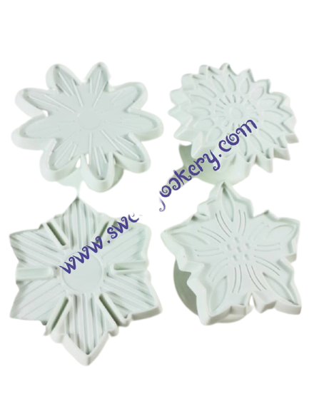 ที่พิมพ์ลายฟองดองท์ พิมพ์กดคุกกี้ ลายดอกไม้ (ใหญ่) 4 ชิ้น/แพ็ค
