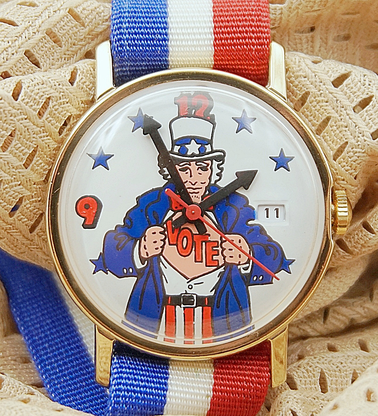 นาฬิกาเก่า TIMEX Uncle Sam Vote ไขลาน
