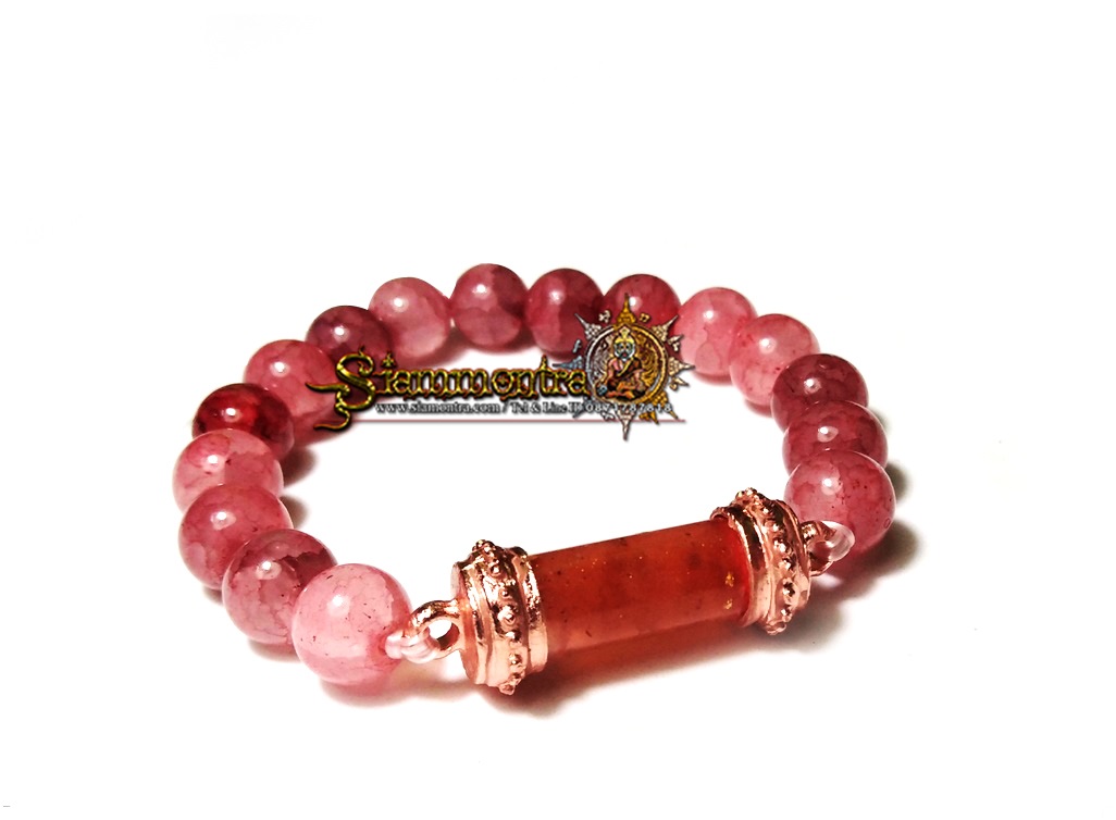 น้ำมันมหาเสน่ห์ เทวดาหลงห้อง + หินอาเกต เกล็ดมังกร Pink crackle agate