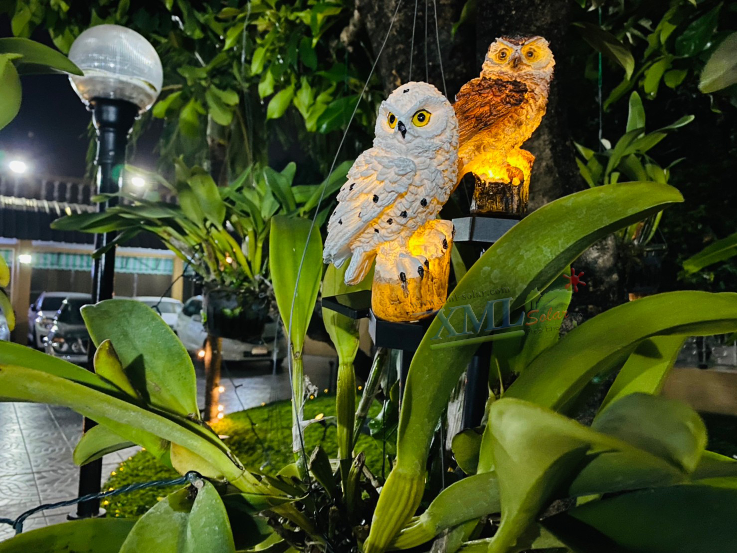 ไฟตุ๊กตาโซล่าเซลล์ ประดับสวน นกฮูก 1 LED (แสง : เหลืองวอมไวท์) 1 แถม 1