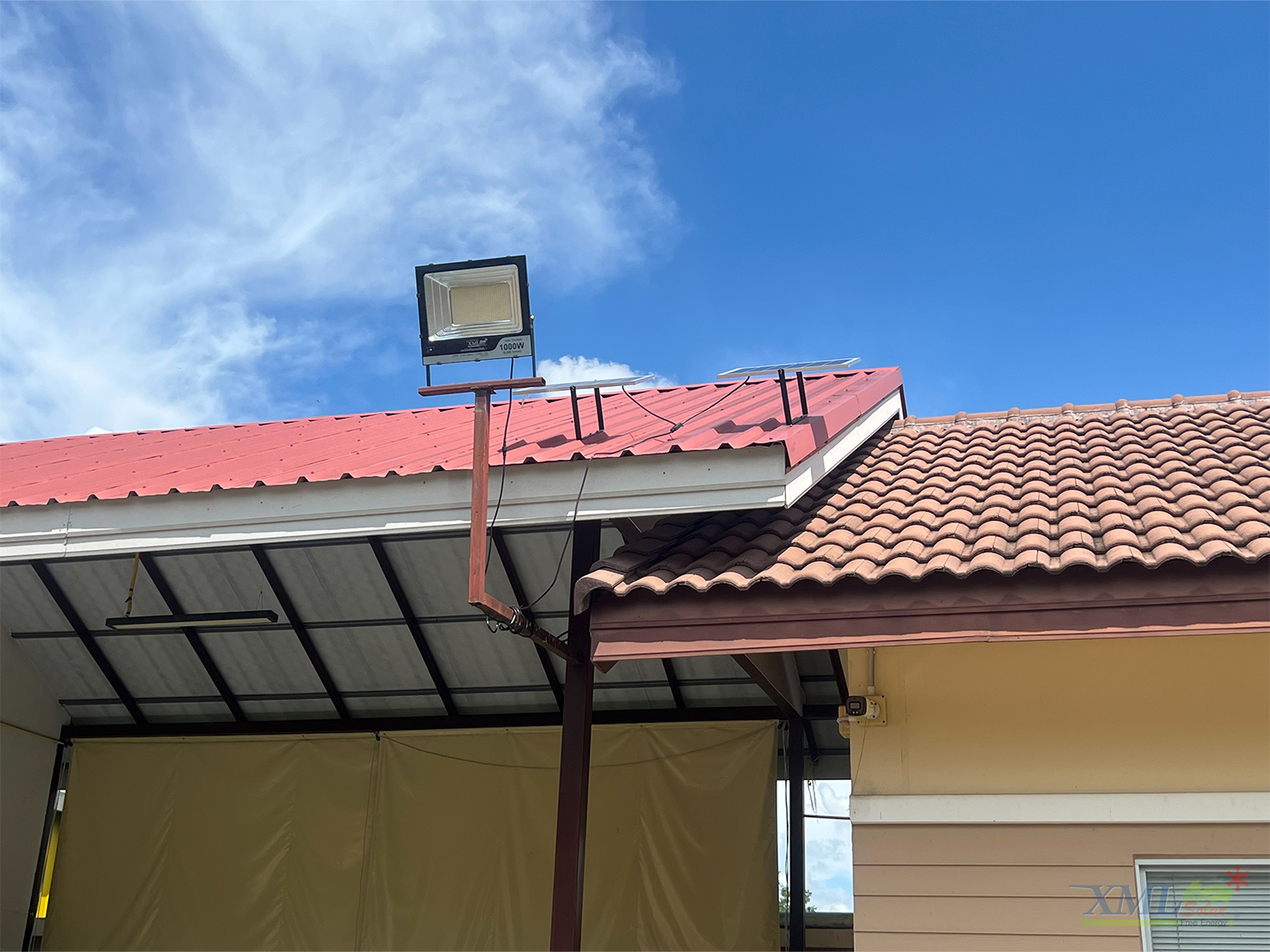 ไฟสปอตไลท์โซล่าเซลล์ 1000 Watt กล่องสีน้ำตาล (เปิดได้ 3 แสง)