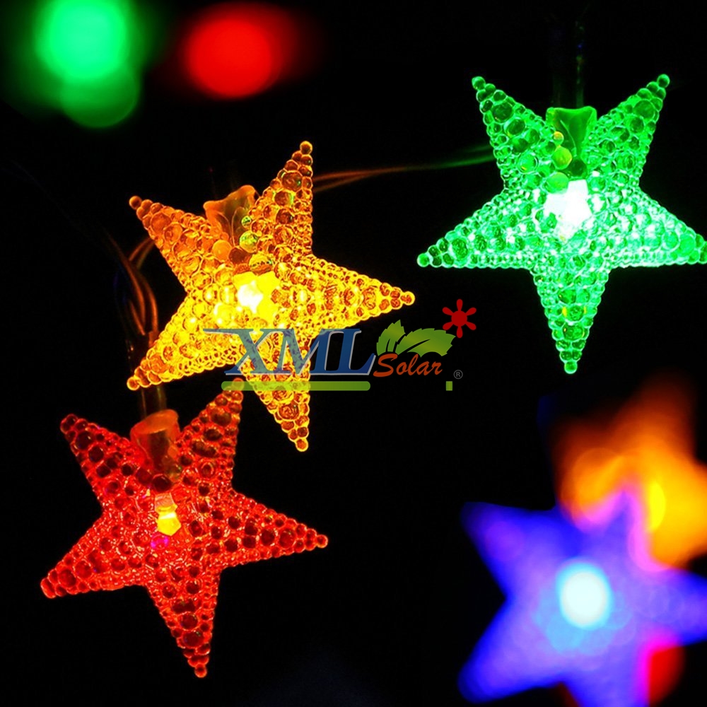ไฟกระพริบโซล่าเซลล์ ทรงดาว 30 ดวง (เเสง : หลากสี)