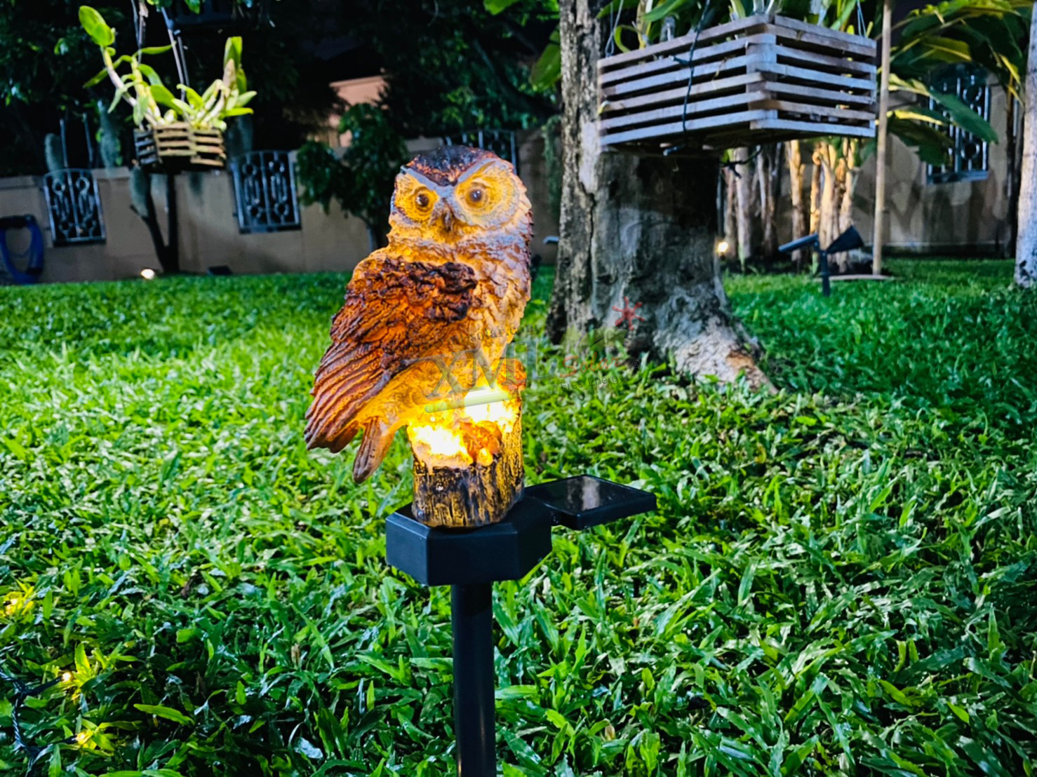 ไฟตุ๊กตาโซล่าเซลล์ ประดับสวน นกฮูก 1 LED (แสง : เหลืองวอมไวท์) 1 แถม 1