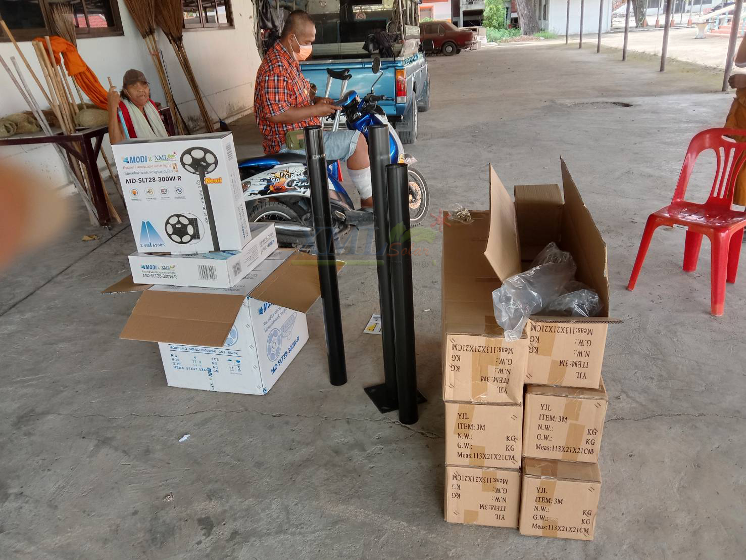 เสาไฟสนาม เหล็กพ่นสีดำ (ปลาย 3 นิ้ว)