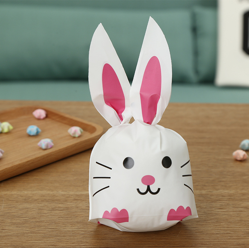 ถุงหูกระต่าย ถุงเบเกอรี่ แมวสีชมพู 50 ใบ/ห่อ (Size : 13.5*22+6 cm.)