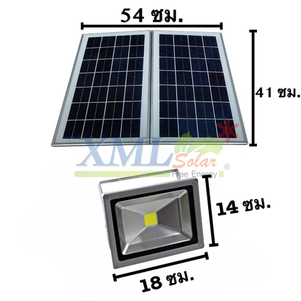 ไฟสปอตไลท์โซล่าเซลล์ รุ่น 30 Watt (เเสง : เหลืองวอมไวท์)